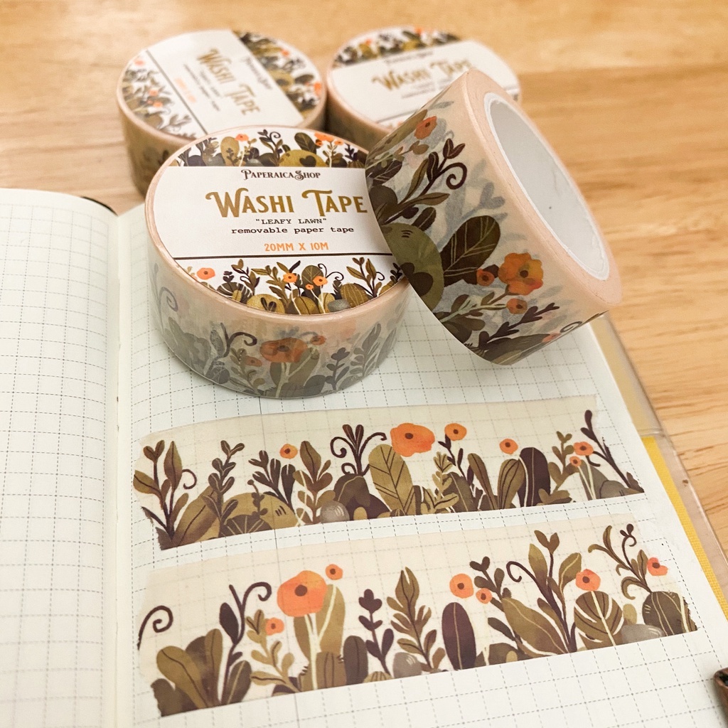 

Leafy Lawn Washi Tape, Vintage Washi, Masking Tape, Design Tape, Journal