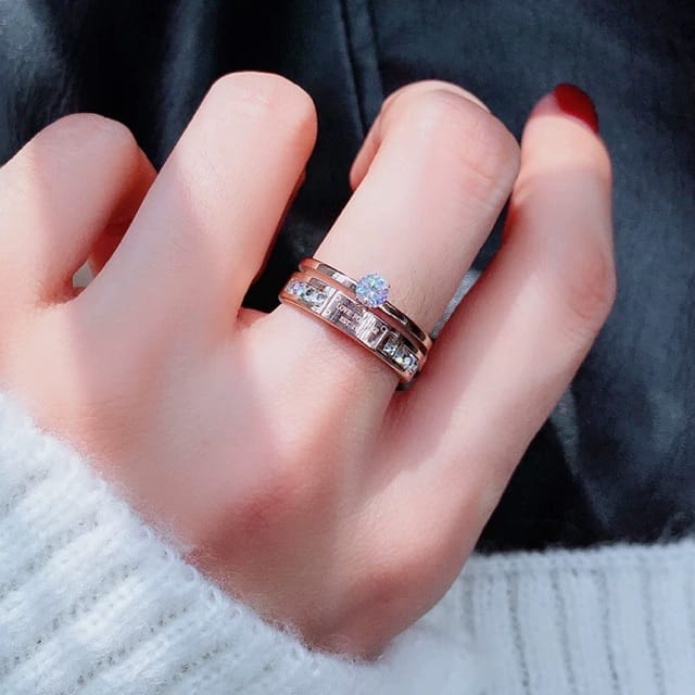 [BAYAR DI TEMPAT] cincin wanita asli titanium/aksesoris wanita asli titanium/perhiasan wanita anti karat