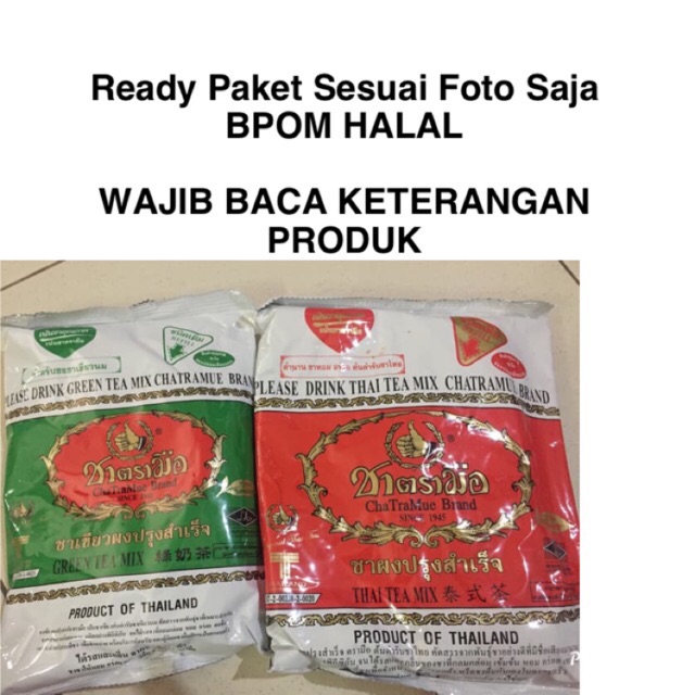 

paket chatramue thai tea green tea BPOM thaitea number one ten