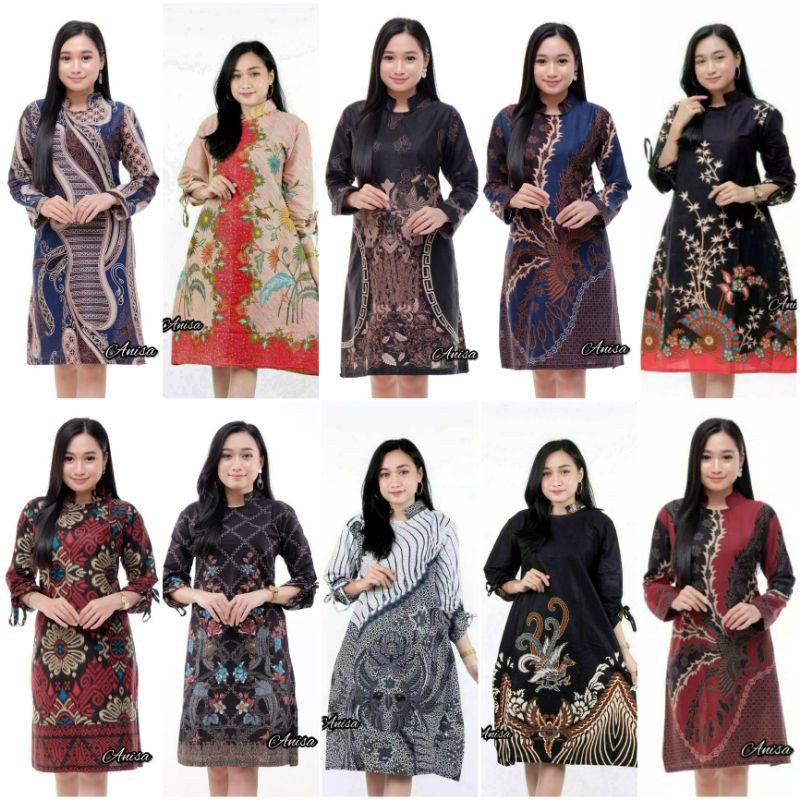 MURAH BAYAR DIRUMAH ((COD)) || TUNIK BATIK MOTIF SERAGAM BATIK DIANPUTRI BAJU BATIK WANITA