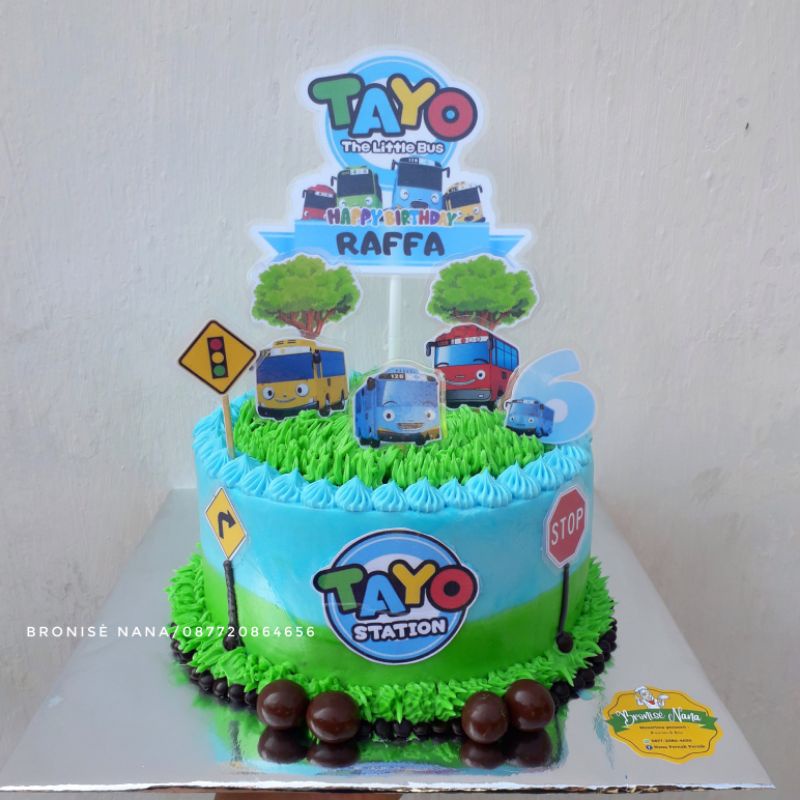 Jual KUE TART ULANG TAHUN TAYO BASECAKE BROWNIS/ BOLU PANDAN / RED