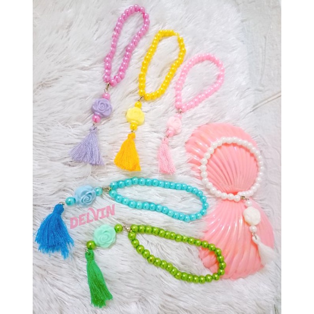 COD Tasbih Anak Dewasa Unik Lucu Handmade Mutiara Manik Hijab Friendly