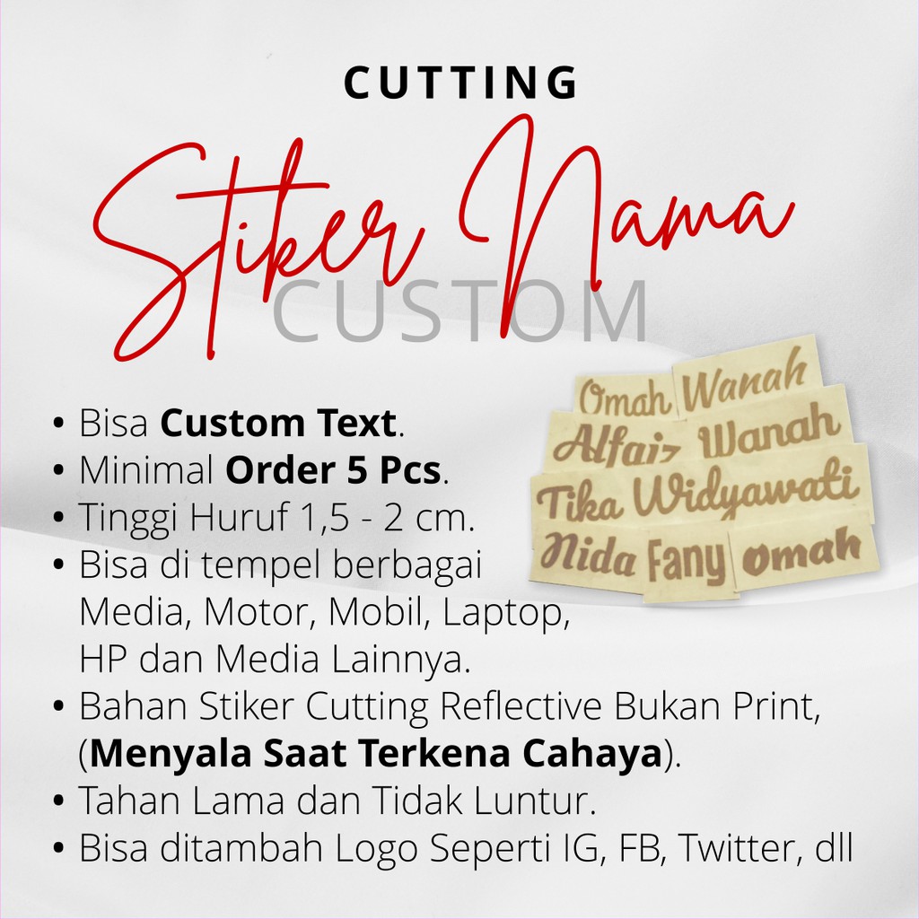 

Stiker Cutting Nama Custom - Stiker Nama Custom