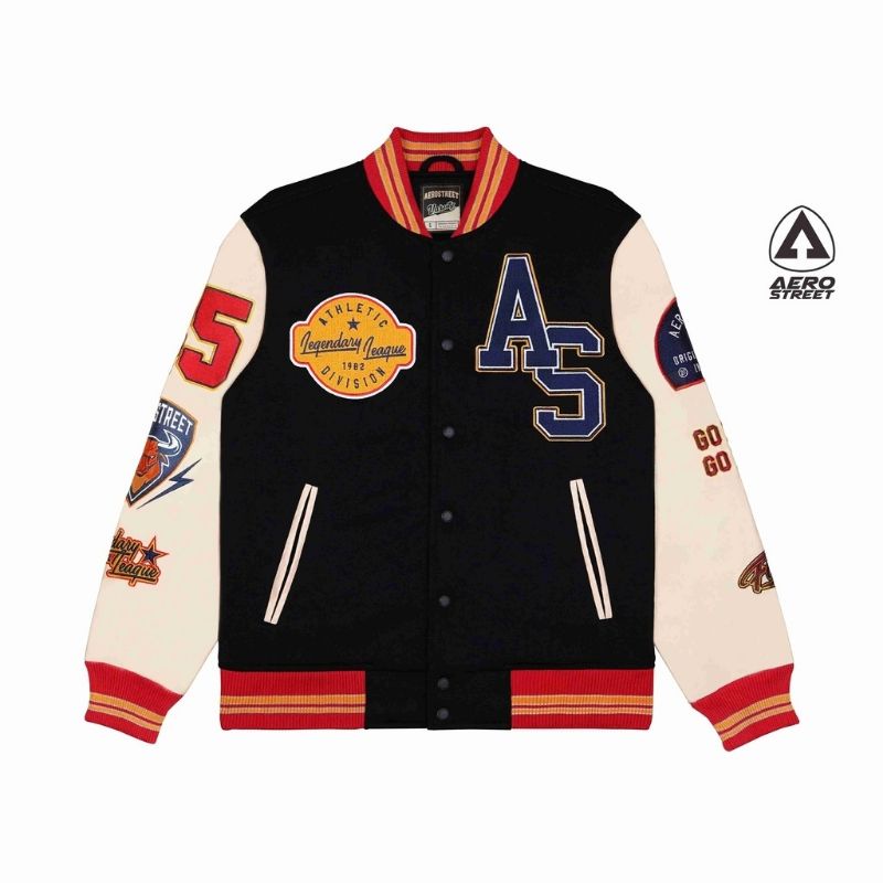 Aerostreet Varsity Go Hard Or Go Home Hitam Jaket