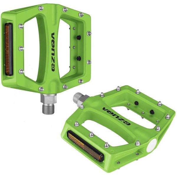 Pedal Sepeda MTB Venzo Alloy Ball Bearing Hijau Stabilo khas Cannondale
