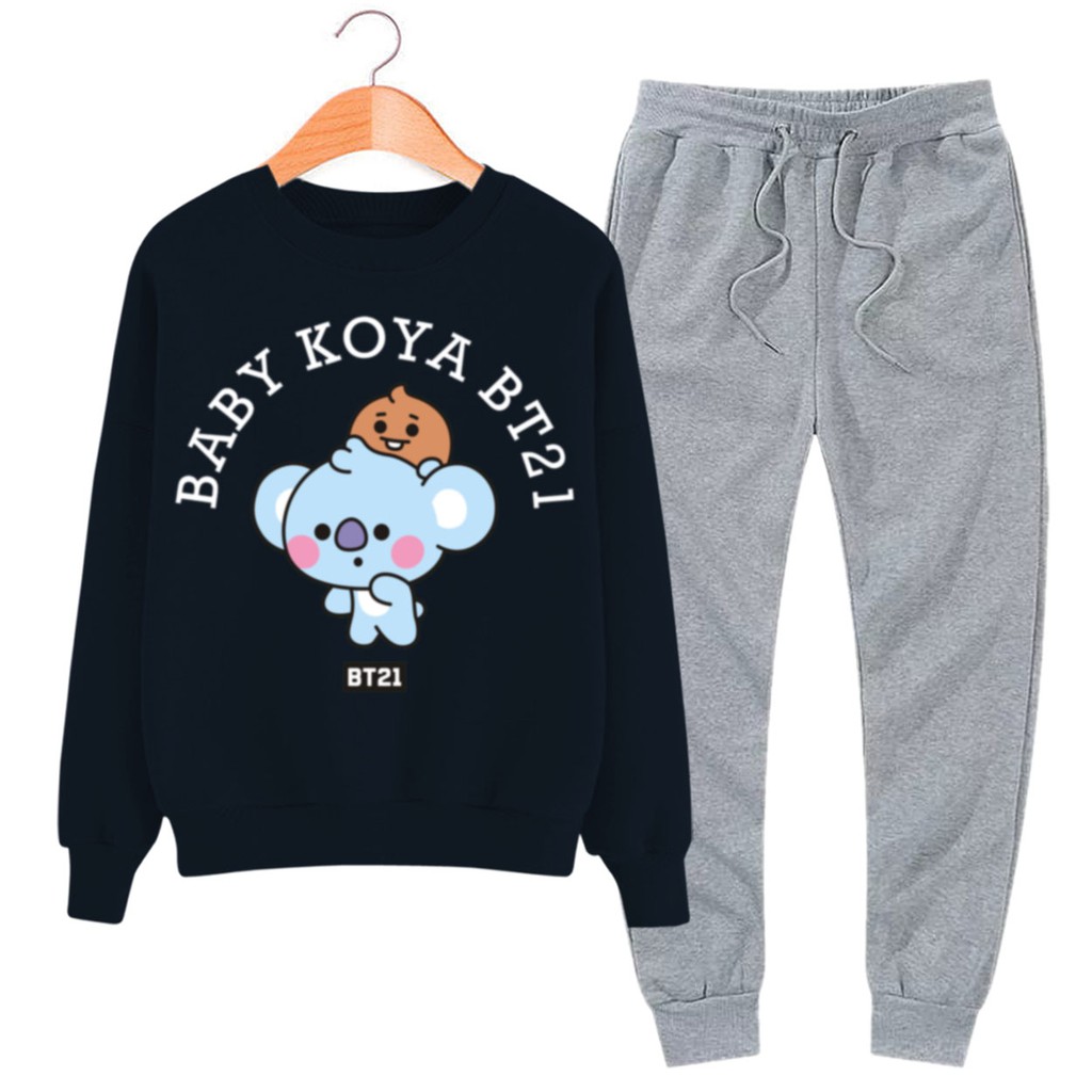 BESS - Baju Setelan Wanita Murah / Setelan Sweater + Jogger Abu - BABY TOYA