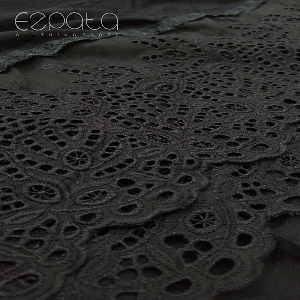 Mukena Hitam Bahan Katun Linen Mahal dan Renda Premium