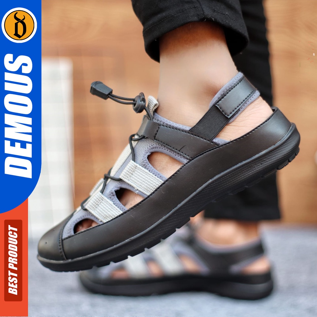 Sepatu Sendal Pria Casual Sepatu Slop Keren Kerja Outdoor Kulit Pu Original DEMOUS LEXA