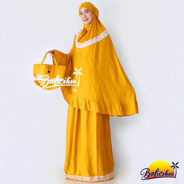 Balicihui Mukena Yasmina Mustard Polos Mukena Bali Dewasa, Jumbo