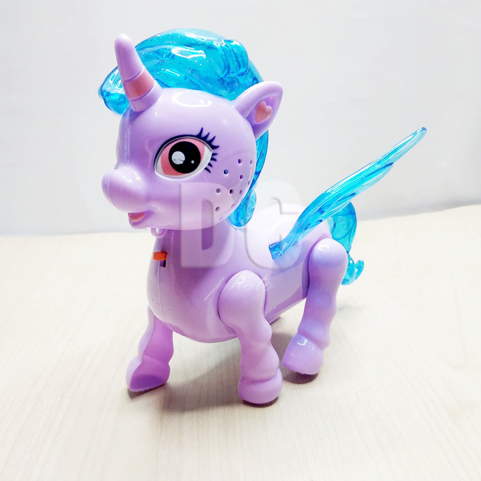 Robot Pony Horse Mainan Boneka Unicorn Baterai Bisa Jalan Lampu Musik