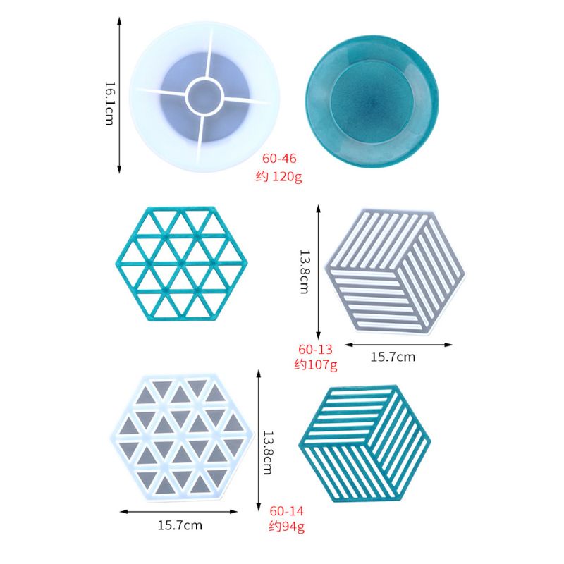SIY  3Pc Coaster Silicone Molds Resin Epoxy Resin Casting Art Molds DIY Cup Mat Molds