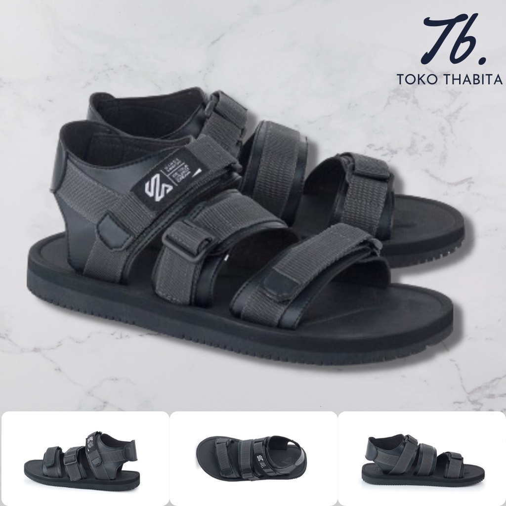 Sandal Gunung Pria Dewasa Original Kuzatura Outdoor Hiking Haji Umroh Hitam Abu