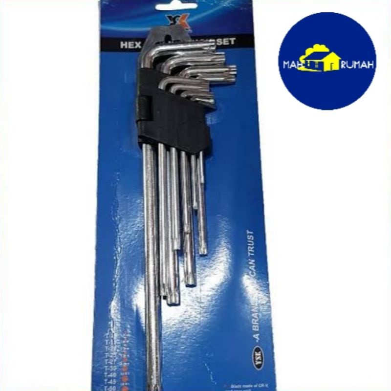 Kunci L Panjang 9pcs 9 ocs Set Bintang Torx Key - RRT (YSK/Winson/TFTools/YhongGong)