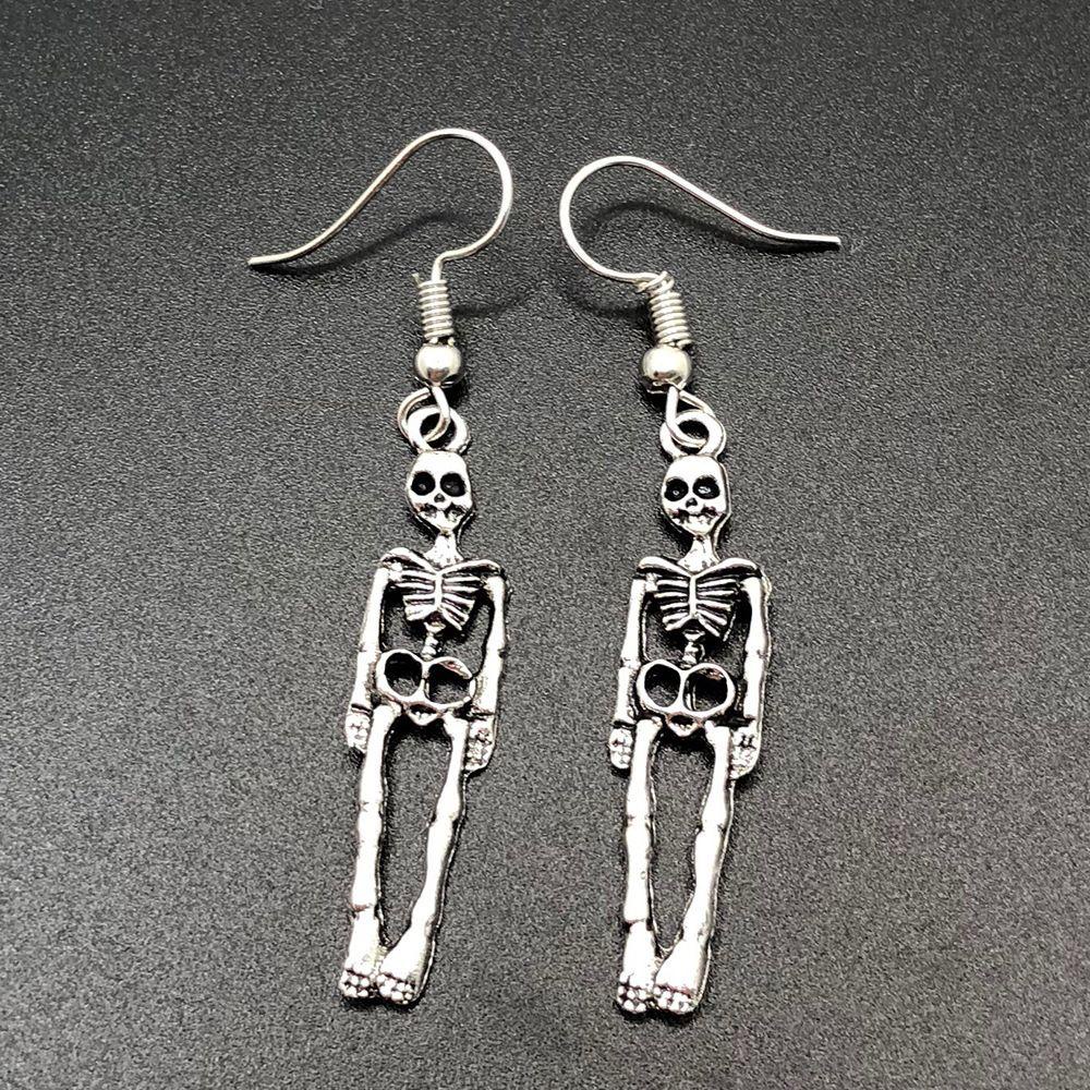 R-bunga Anting Halloween Bahan Alloy Gaun Pesta Untuk Wanita Liontin Kerangka Manusia