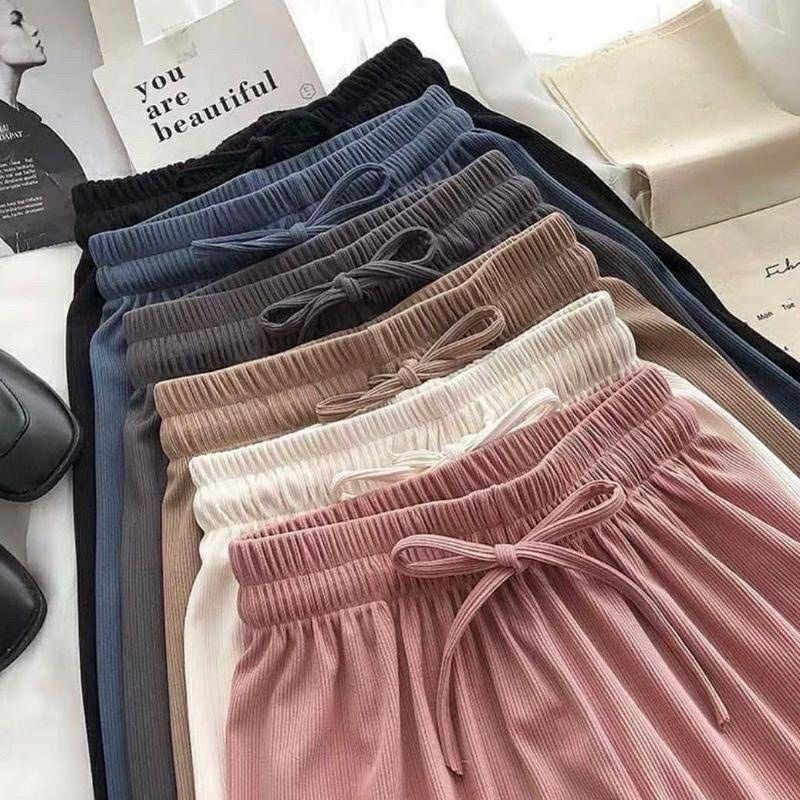 Kulot KNIT Highwaist Celana Wanita Kulot KNIT Loose Pants Kulot Knit Celanaa Panjang Wanita By Mallmoll Store