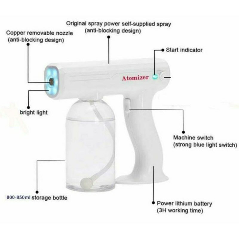 Atomizer Disinfectant Nano spray cordless/tanpa kabel/fogging wireless