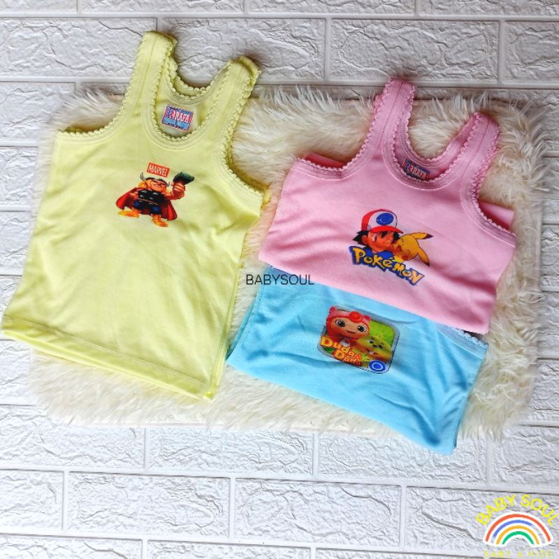 12 PCS Singlet Anak KARAKTER/Kaos Dalam Anak usia 0-5th