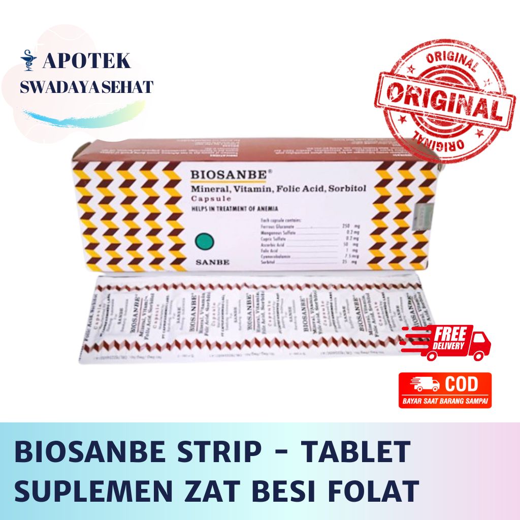 BIOSANBE Strip Tablet - Suplemen Anemia Hamil Zat Besi Lansia Menyusui