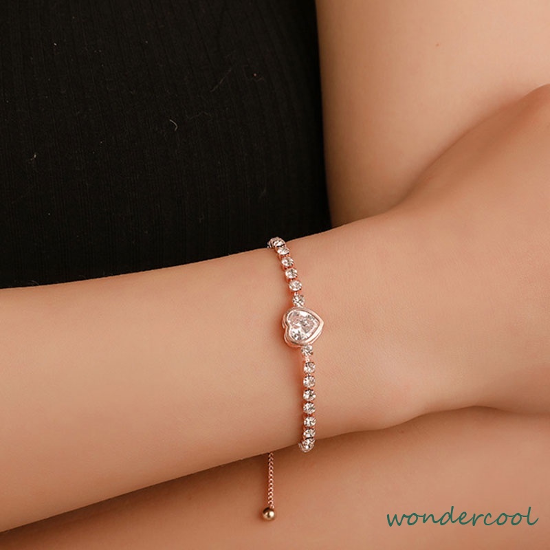 Fashion Baru Rose Gold Love Zircon Gelang Gelang Wanita Sederhana-Won