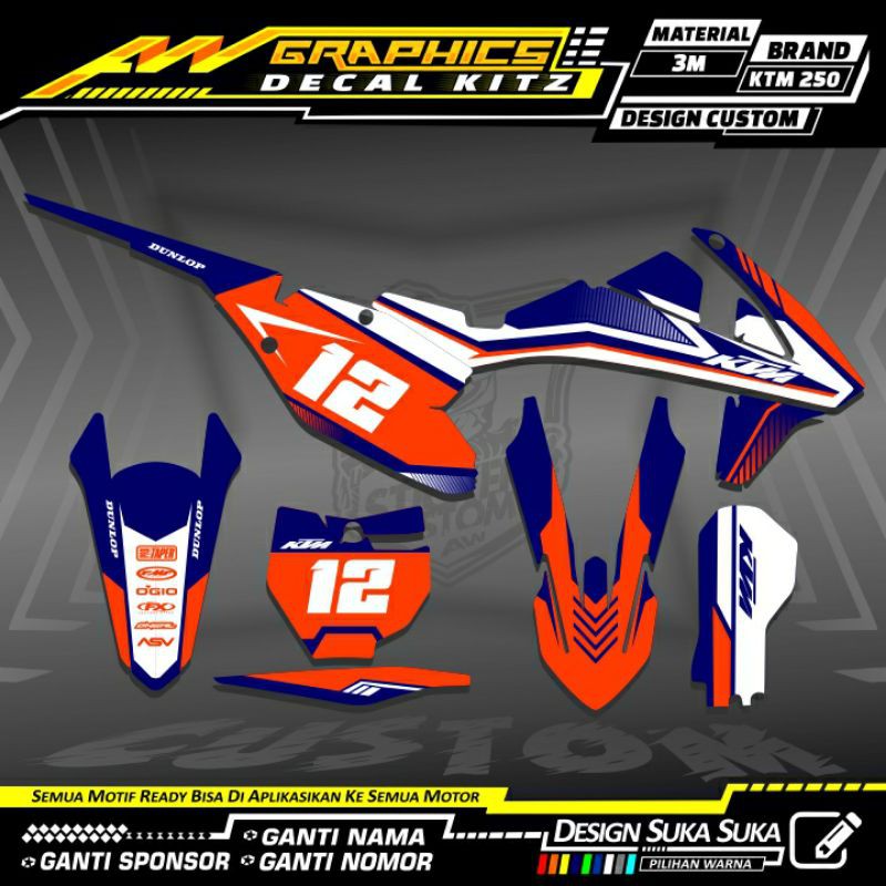 DECAL KTM 250 2017 KTM 250 NEW OREN BIRU