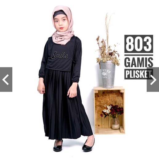 BD ANAK 803 GAMIS PEREMPUAN PLISKET POLOS MUTIARA MURAH IKAT TALI SD KECIL GROSIR MAXI PANJANG HIJAB