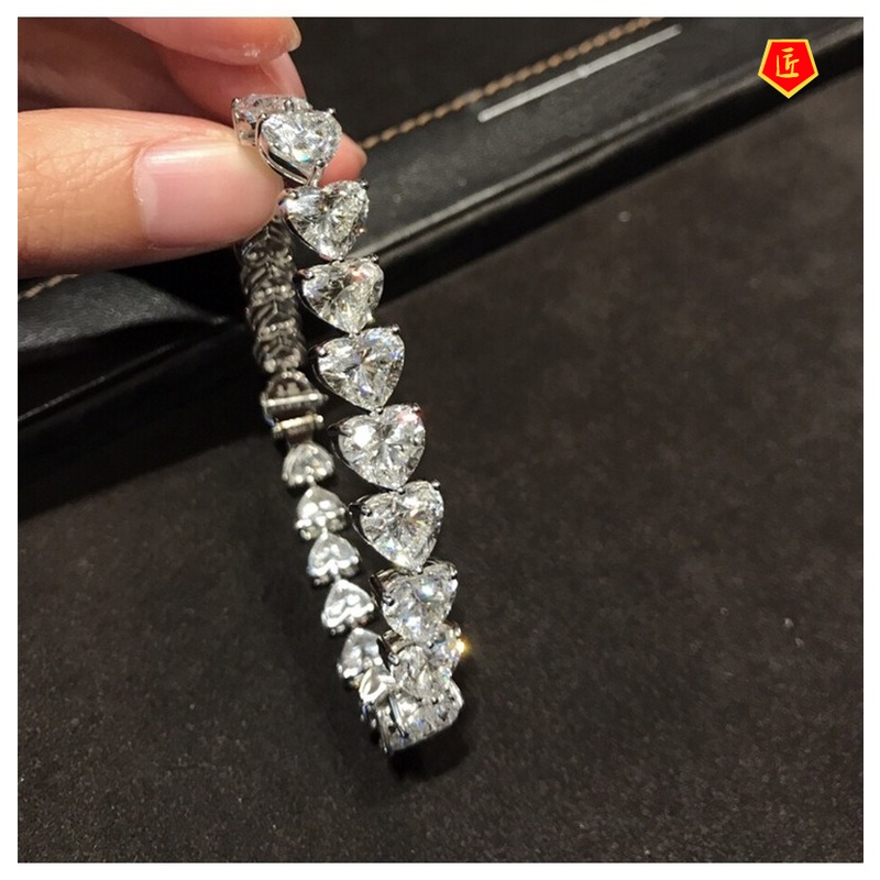 [Ready Stock]Moissanite Heart Bracelet Female Luxury Fashion