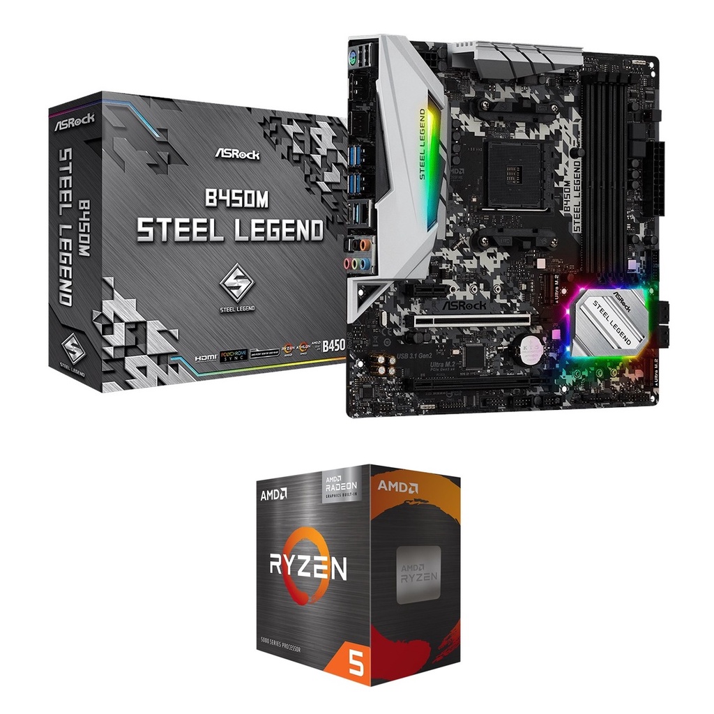 Paket Mobo AMD Ryzen 5 5600G + Asrock B450M Steel Legend