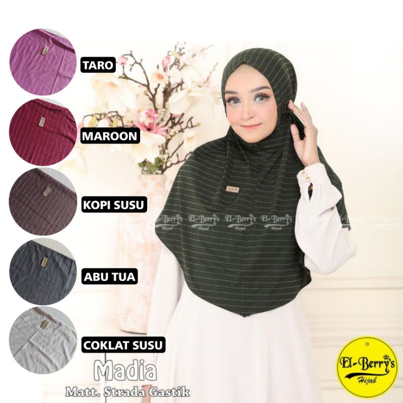 100% ORI EL BERRY'S HIJAB MADIA INSTAN BERGO TALI NON PED JERSEY ADEM