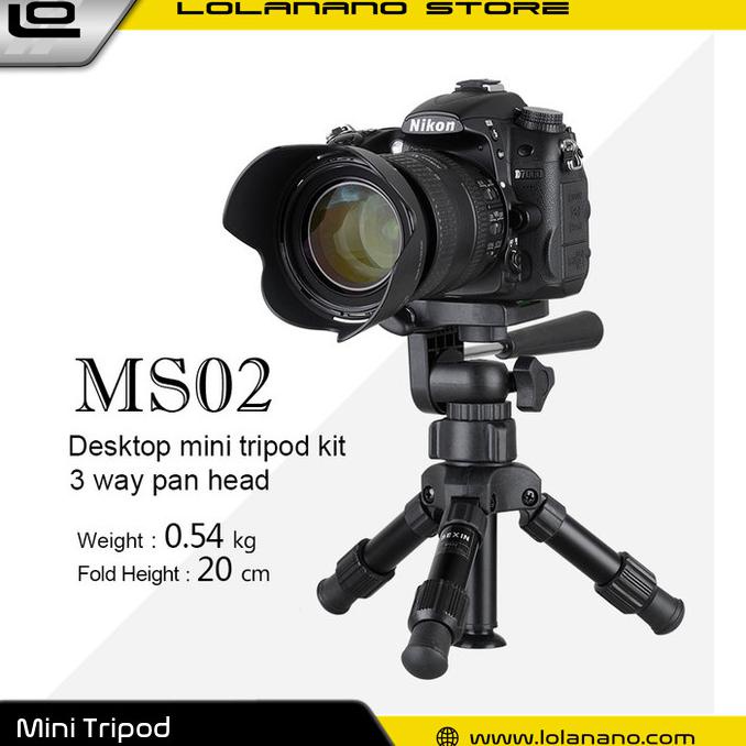 Hemat Bexin Tripod Mini 3 Way Portable Aluminium With Ball Head - Ms02 - Bla Terlaris