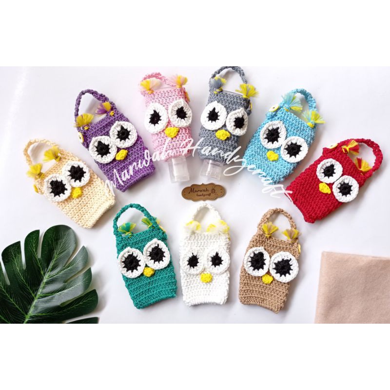 [READY] Pouch Hand Sanitizer Rajut Owl | Owl Hand Sanitizer Holder | Crochet Hand Sanitizer