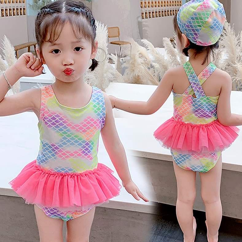 Baju Renang Anak Dengan Topi Sparkling Tutu