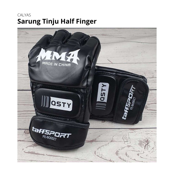 Sarung Tangan Tinju MMA Muay Thai Boxing Half Finger Leather Glove