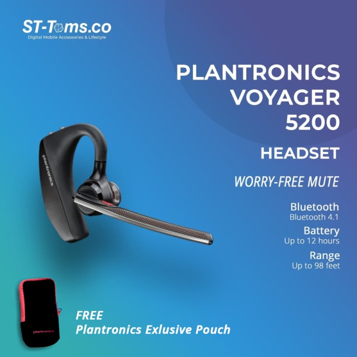 PLANTRONICS BLUETOOTH HEADSET VOYAGER 5200 - BLACK