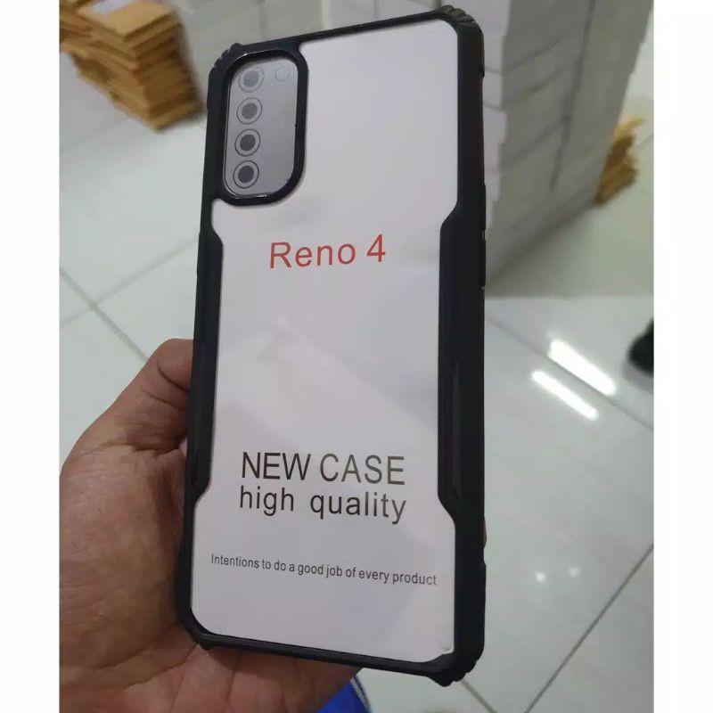 Hard Soft Case Oppo Reno 4 Versi Indonesia - Case Armor Transparan Ultra Thin Oppo Reno4 Premium