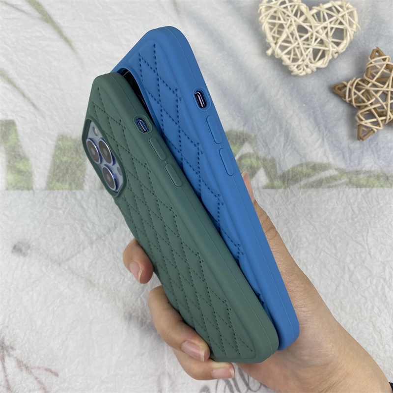 Soft Case Silikon Motif Jarum Pinus Belah Ketupat Hijau Untuk IPhone X XR XS MAX 11 12 13 Pro MAX