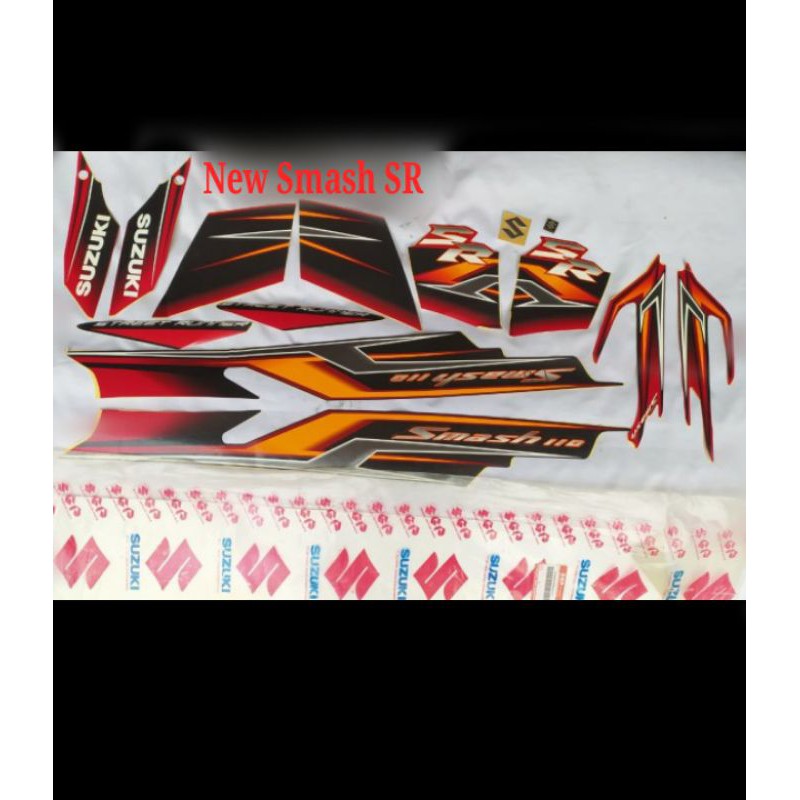 68000B07H60NXGS Lis body stiker striping suzuki new smash 110 SR CW merah 2008 ori SGP