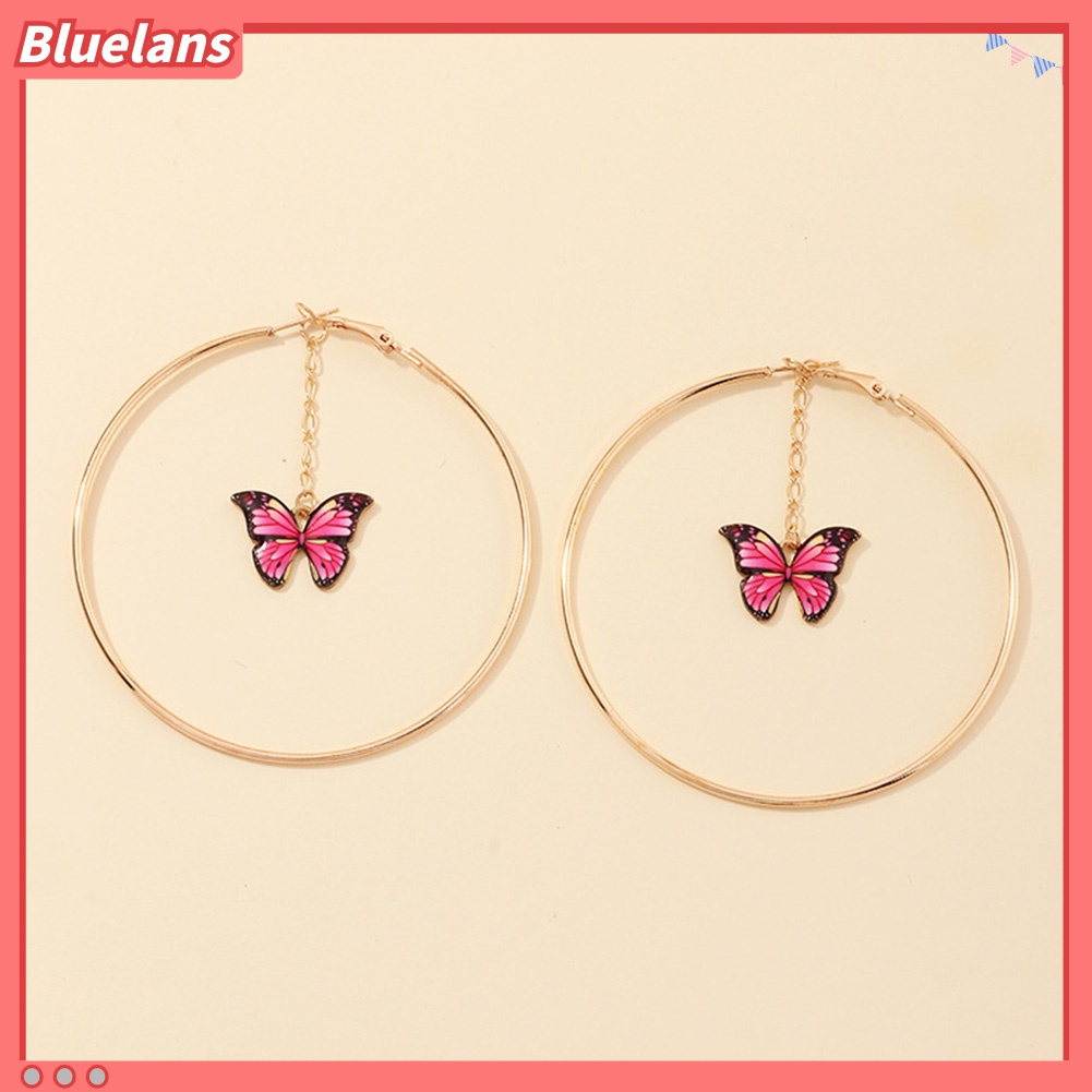 Anting Hoop Rantai Gantung Model Butterfly Besar Untuk Wanita