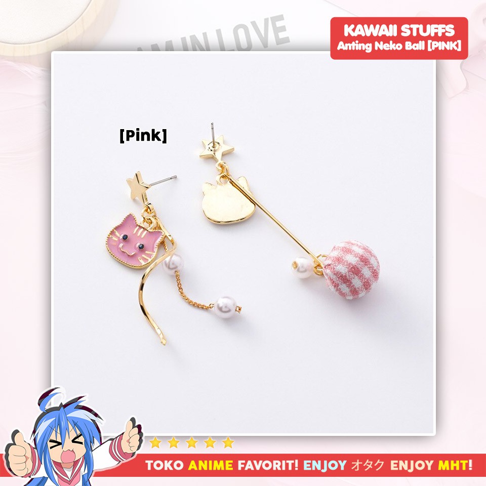 Anting Fashion Neko Cat Kucing Ball Bola Lucu Kawaii Terlaris