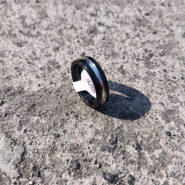 Cincin couple Hitam Titanium Stainless steel list dalam anti karat selamanya Fashion Ring