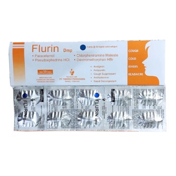 Flurin DMP Strip 10tablet / Meredakan Flu / Pilek / Demam / Pusing / Batuk / Flurin Tab / Flurin Kap