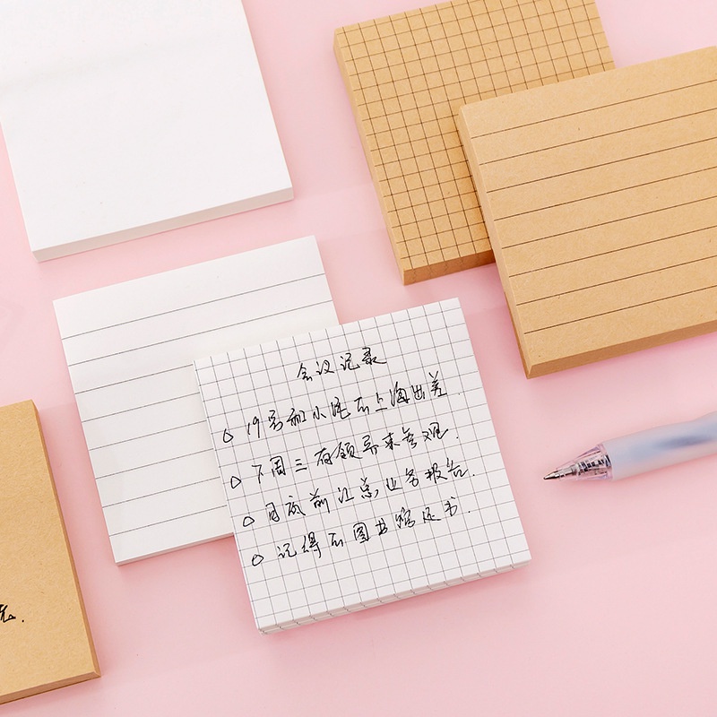 Stationery Sticky Notes Square Soild Color Memo Pad 80 Pages Sticker