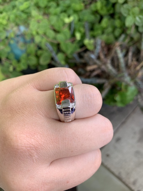 Cincin Pria Perak Red Ruby Minimalis Modern Elegan Rubi Merah