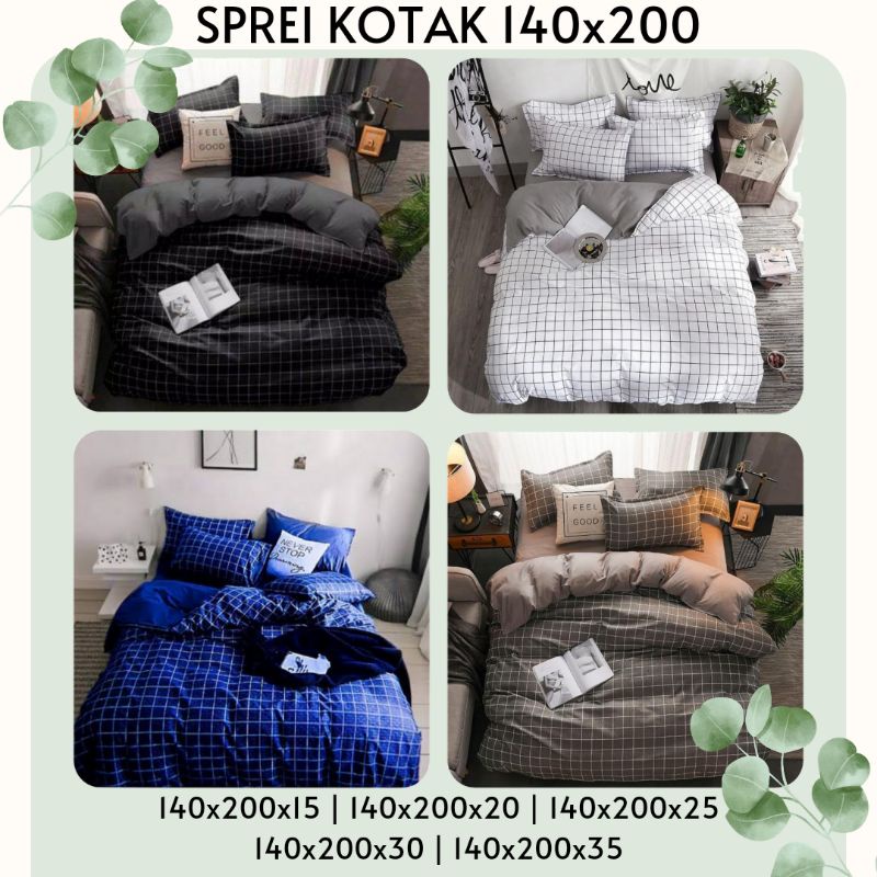 Sprei kotak 140x200 Sudut Karet | 140x200x15 | 140x200x20 | 140x200x25 | 140x200x30 | Lembut | Murah