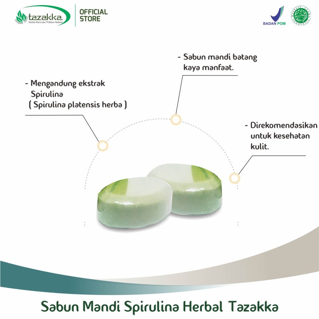 Sabun Mandi Spirulina Tazakka | Sabun Alami spirulina untuk meremajakan kulit dan anti penuaan dini