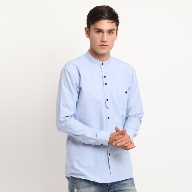 mandarin collar oxford shirt