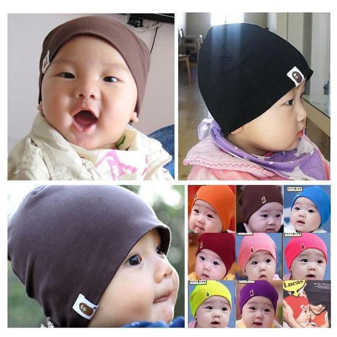 DF VZ038 Topi Bayi Polos Warna Baby Hat Topi Bayi Warna Topi Kupluk Bayi Topi Rajut Aksesoris Kepala