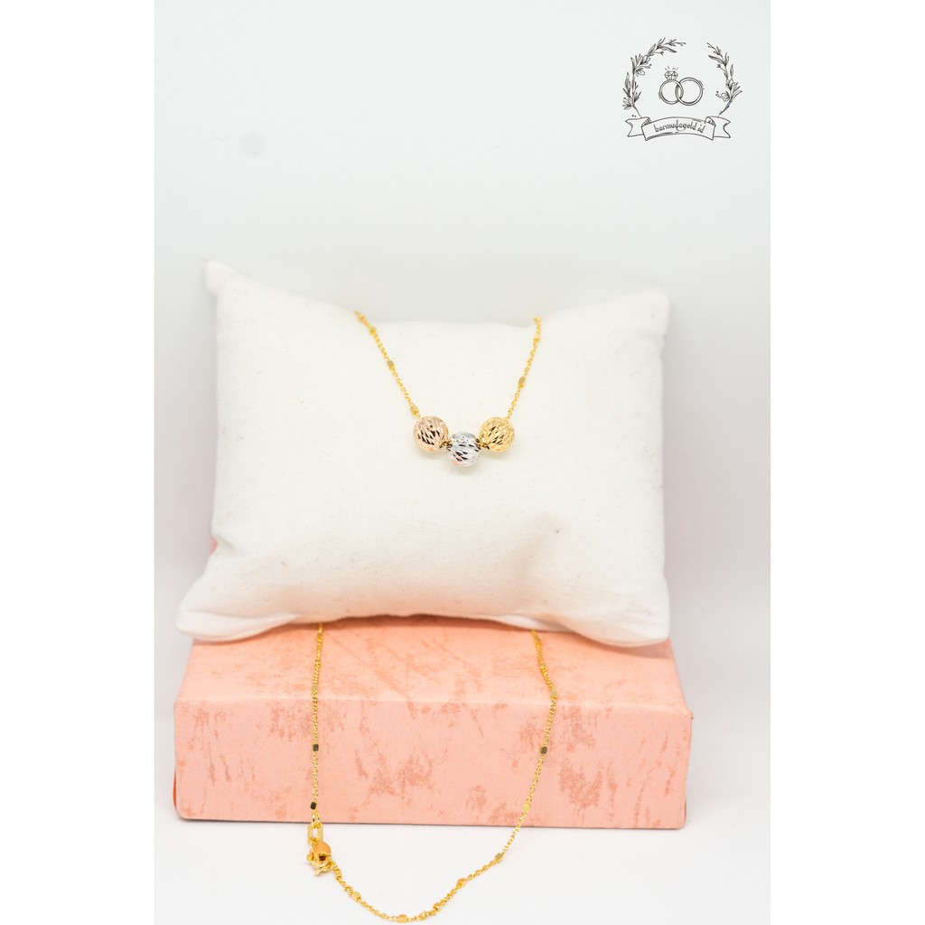 Kalung jedar emas kadar 375 liontin bola-bola