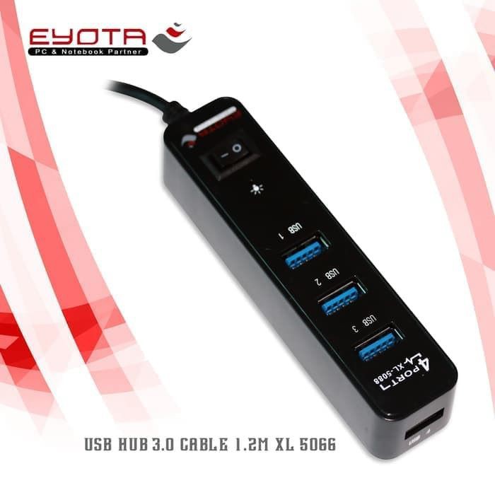 Usb 3.0 hub eyota 4 port 5Gbps slim switch on off 1.2m cable xl-5066 - Terminal usb3.0 4 slot saklar