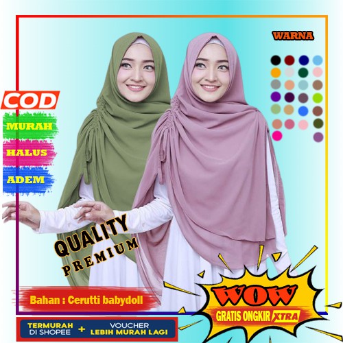 Hijab Jilbab Khimar Kerudung Sar'I Sar I Kerudung Instan Hijab Instant Jeena Kayla Zipper Safira