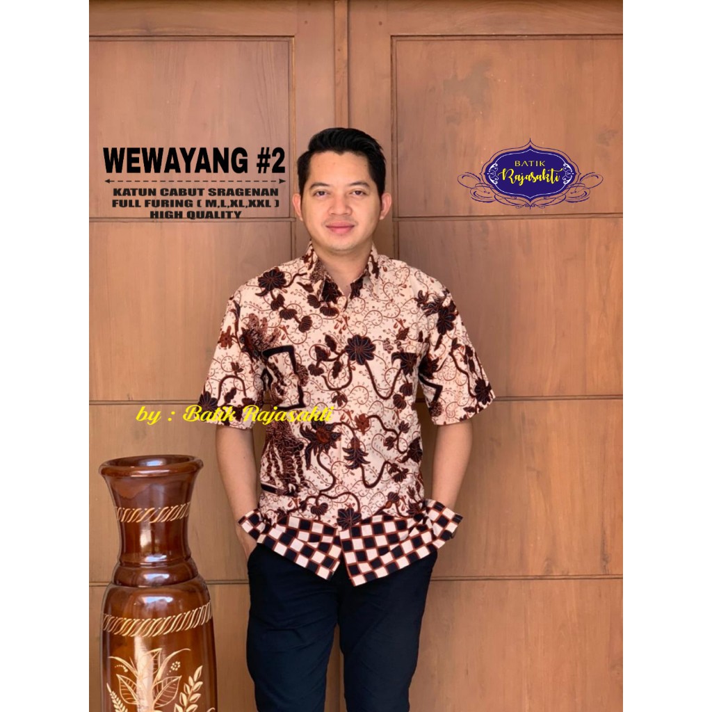 WEWAYANG PEN 2 Kemeja Batik Pria Lengan Pendek Katun Halus FULL FURING Rajasakti